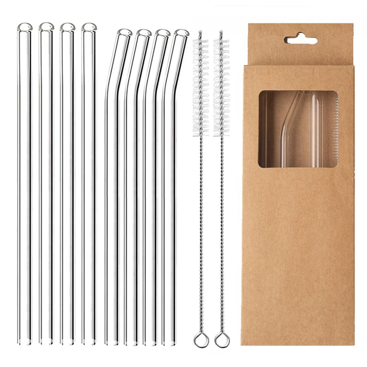 Glass Drinking Straws Kitchen Bar Reusable Drinking Straws Eco-friendly Glass Cocktail Straws for Juice Milk Coffee Bar Drinks