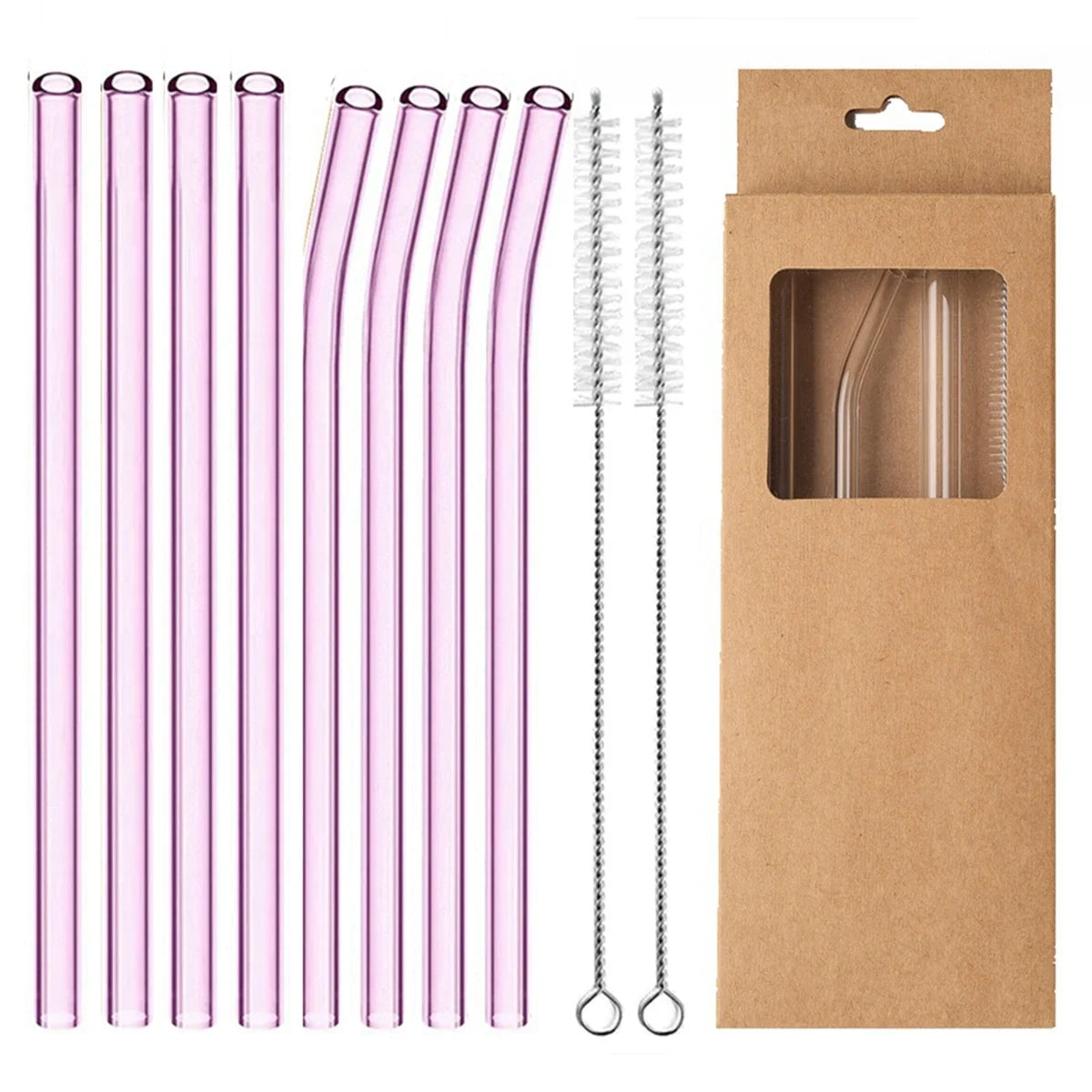 Glass Drinking Straws Kitchen Bar Reusable Drinking Straws Eco-friendly Glass Cocktail Straws for Juice Milk Coffee Bar Drinks