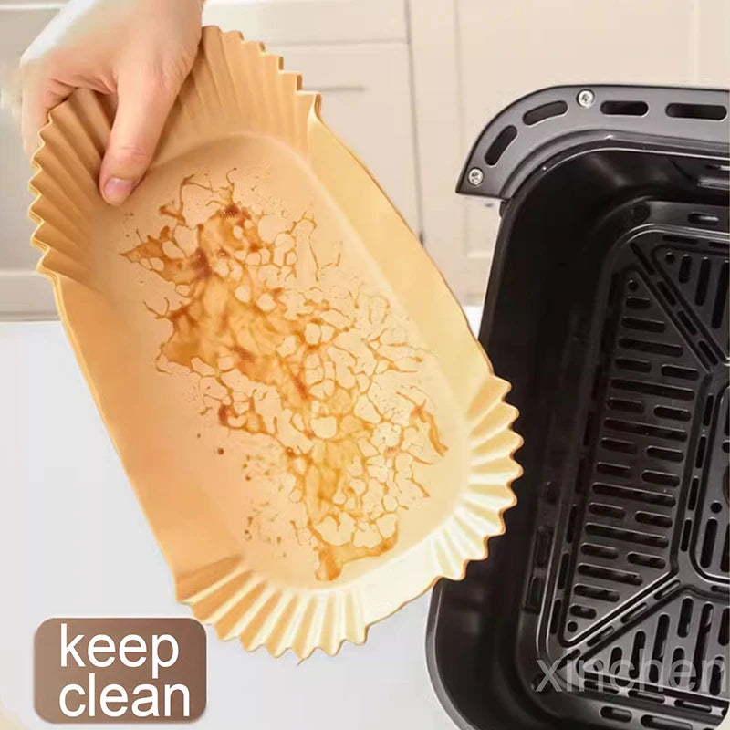 Rectangle Air Fryer Baking Paper Liners Non-stick Oven Airfryer Disposable Special Parchment Paper Plates Kitchen Cooking Tools