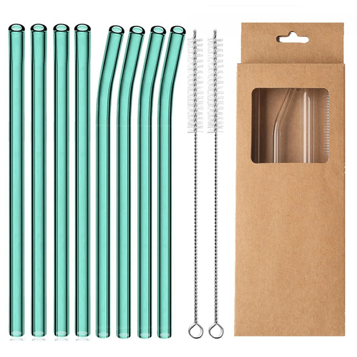 Glass Drinking Straws Kitchen Bar Reusable Drinking Straws Eco-friendly Glass Cocktail Straws for Juice Milk Coffee Bar Drinks