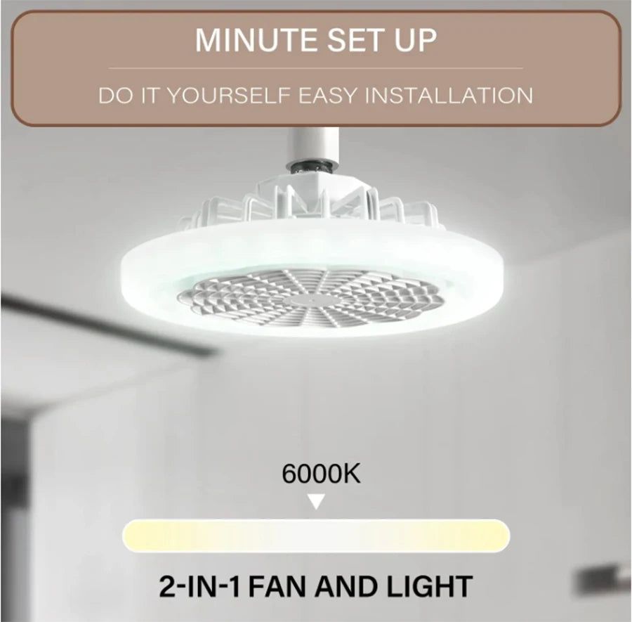 Smart remote control 3-in-1 ceiling fan light  E27 LED light 23cm universal bedroom and kitchen lamp ceiling fan