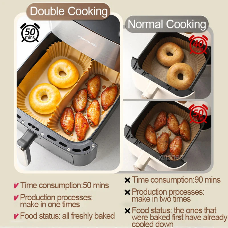 Rectangle Air Fryer Baking Paper Liners Non-stick Oven Airfryer Disposable Special Parchment Paper Plates Kitchen Cooking Tools