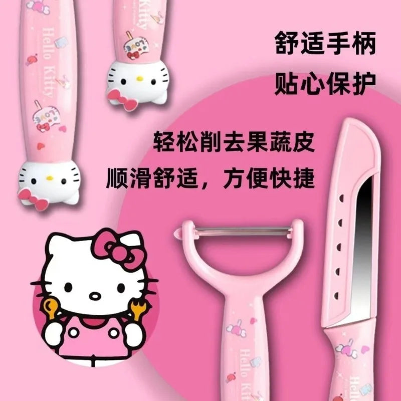 Kawaii Sanrio cartoon Hello kittykuromiMy melody cute fruit knife paring knife set kitchen dormitory knife picnic portable gift