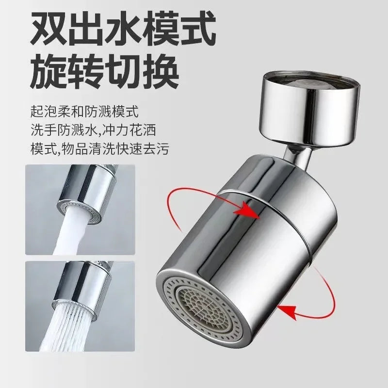 ZEXEF 720° Swivel Faucet Spray Head Kitchen Tap Aerator Bathroom Rotatable Extension Faucet Filter Nozzle Dual Mode Water Saving