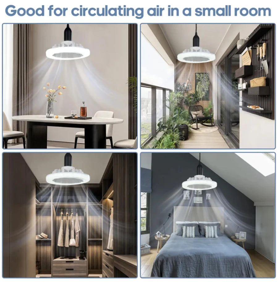Smart remote control 3-in-1 ceiling fan light  E27 LED light 23cm universal bedroom and kitchen lamp ceiling fan