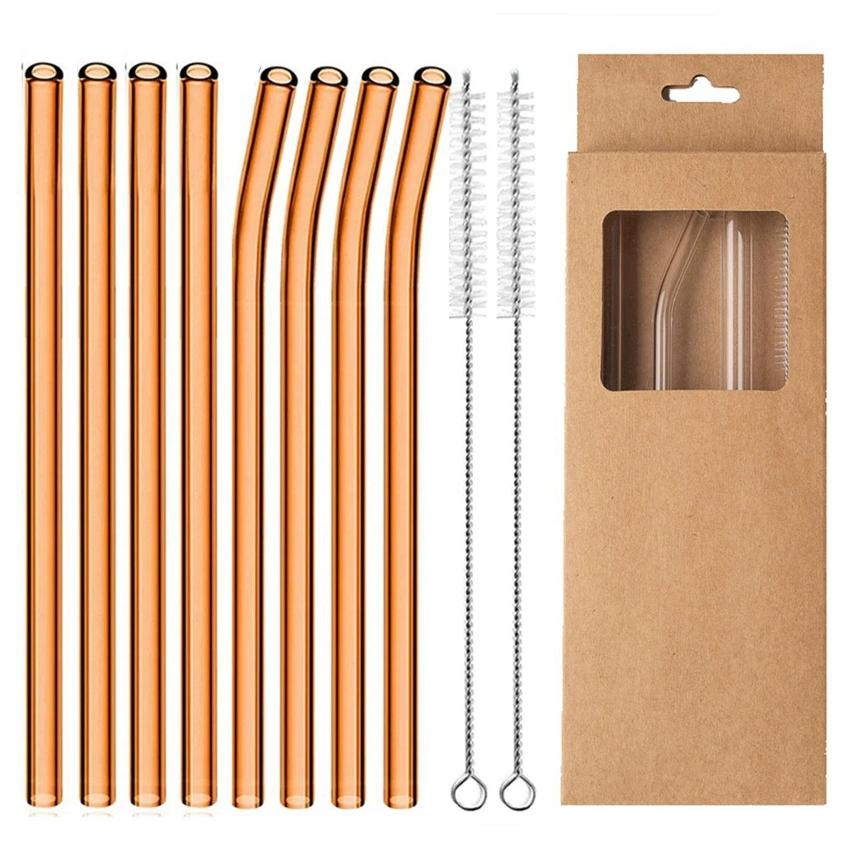 Glass Drinking Straws Kitchen Bar Reusable Drinking Straws Eco-friendly Glass Cocktail Straws for Juice Milk Coffee Bar Drinks
