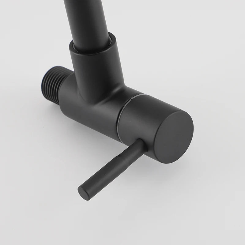 Kitchen Faucet Plastic Steel Sink Faucet Black Single Cold Water Tap Wall Mounted G1/2Inch Kitchen Sink Faucet