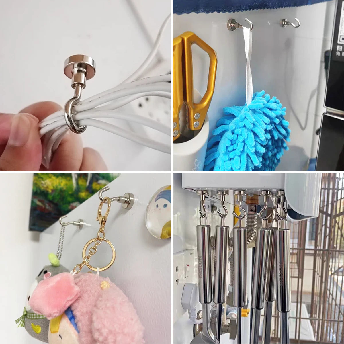 1~4pcs Strong 25mm Magnetic Hook Round Neodymium Magnet Base Powerful Refrigerator Magnet for Traceless Hanging Kitchen Organize