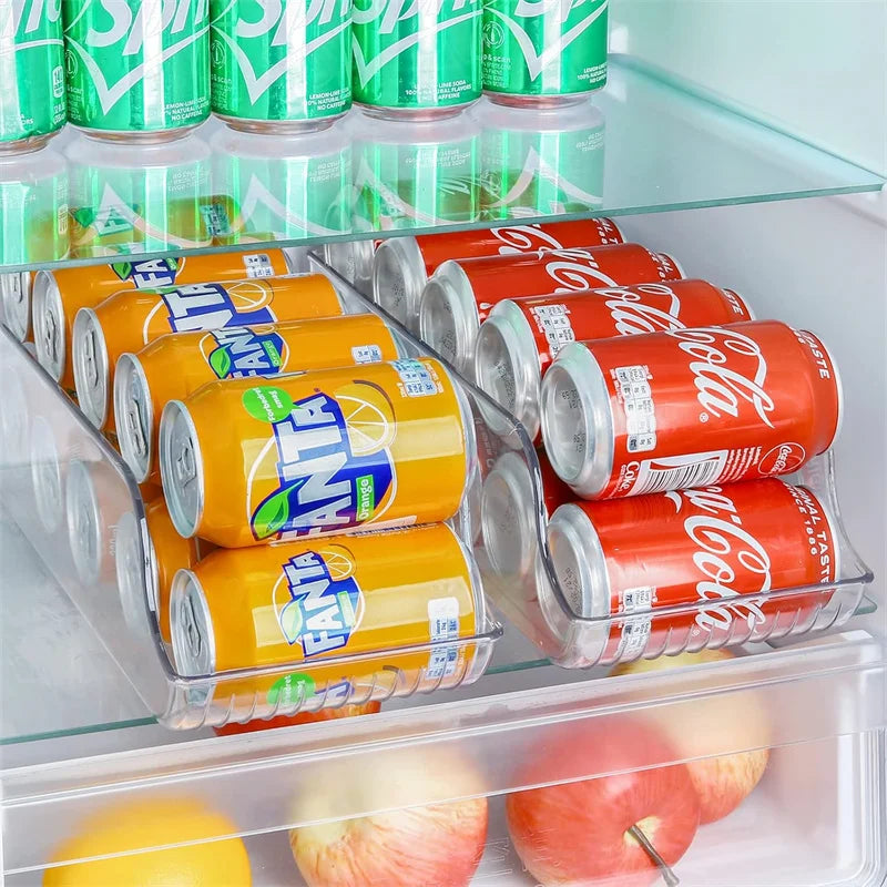 Kitchen Storage Cans Drink Dispenser Organizer Plastic Soda Pop Holder Container Storage Bin for Fridge Freezer Pantry Kitchen