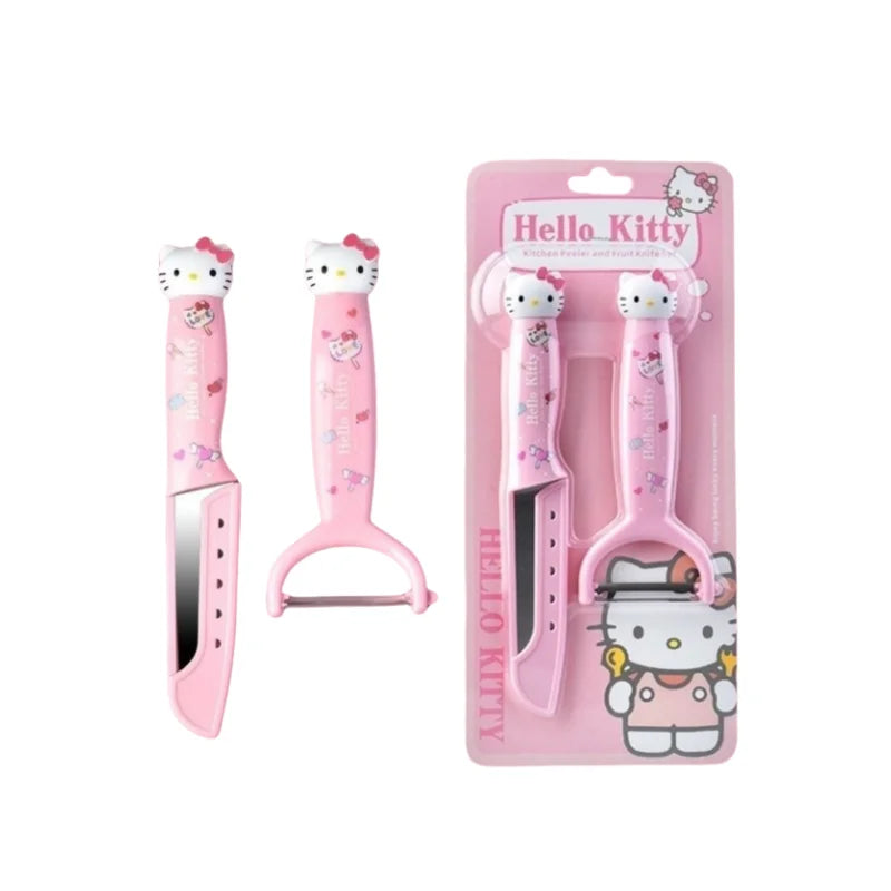 Kawaii Sanrio cartoon Hello kittykuromiMy melody cute fruit knife paring knife set kitchen dormitory knife picnic portable gift