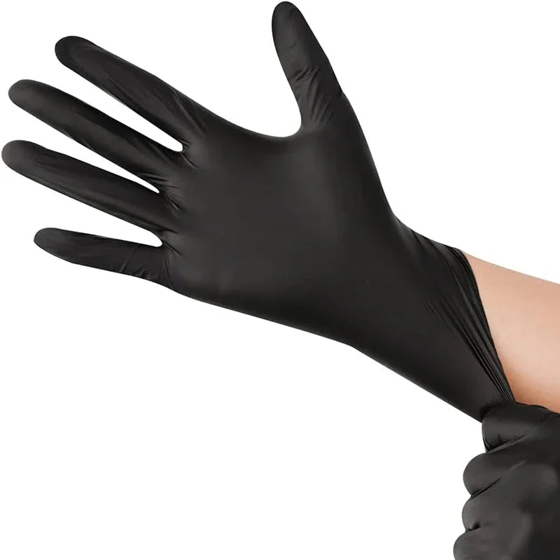 New 100PCS Black Nitrogen Glove Household Disposable Gloves Kitchen Cooking Food Cleaning Car Laundry Cleaning Waterproof Gloves