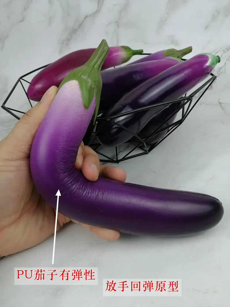 PU High Simulation Eggplant Model Artificial Decorations Eggplant Kitchen Decoration Props Foam Eggplant Artificial Vegetables