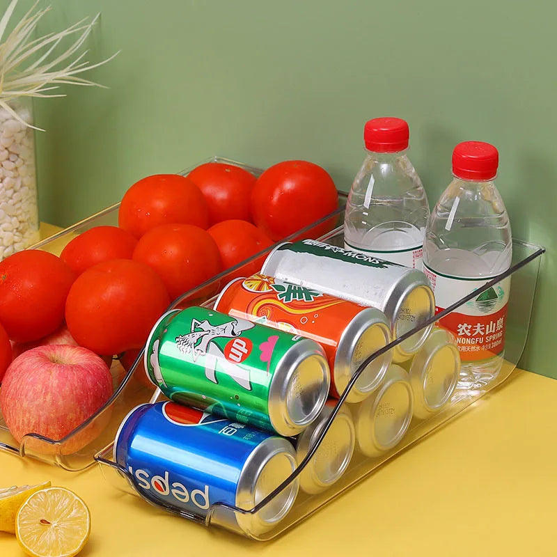 Kitchen Storage Cans Drink Dispenser Organizer Plastic Soda Pop Holder Container Storage Bin for Fridge Freezer Pantry Kitchen