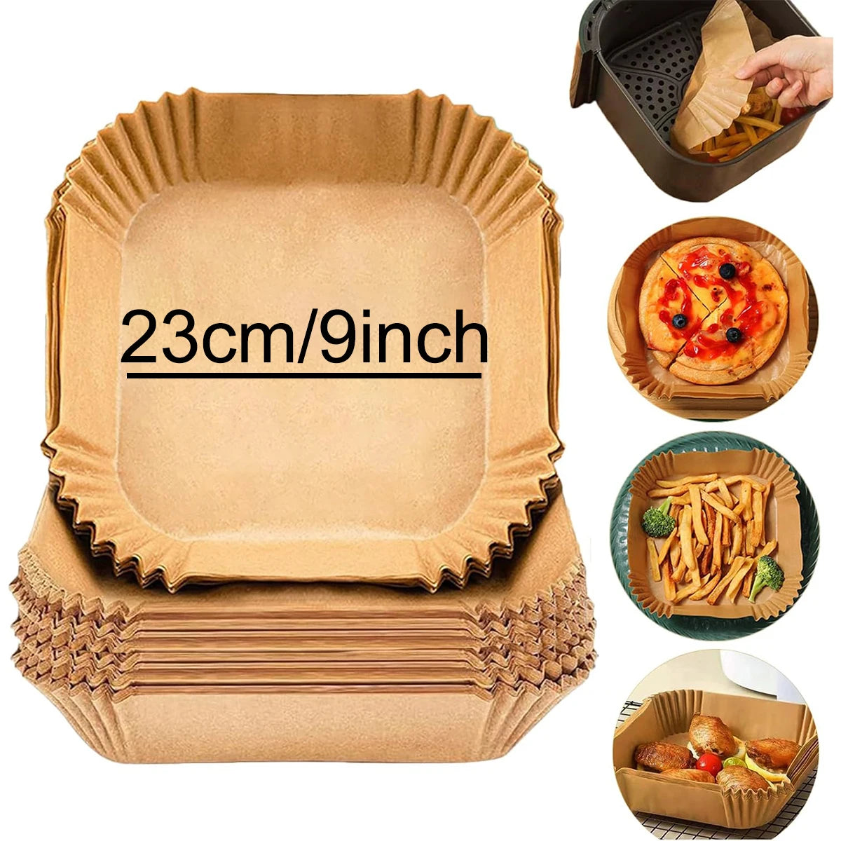 Rectangle Air Fryer Baking Paper Liners Non-stick Oven Airfryer Disposable Special Parchment Paper Plates Kitchen Cooking Tools