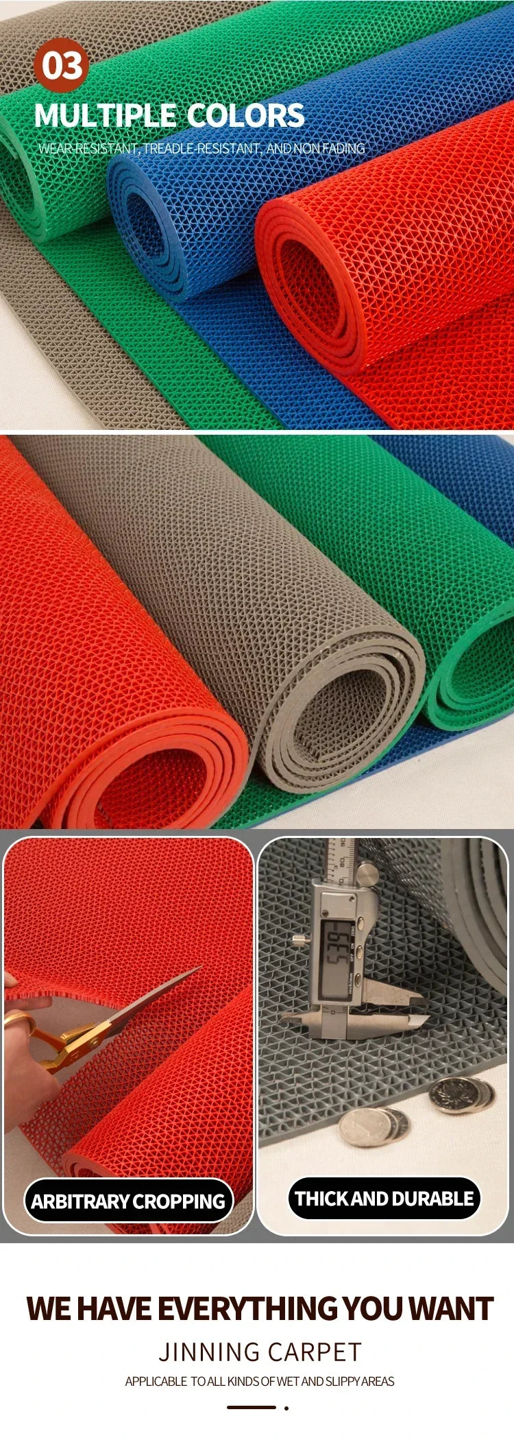Plastic PVC Perforated Anti-slip Mat Household Accessories Foyer Floor Pad Kitchen Bathroom and Toilet Anti-slip Waterproof Mat
