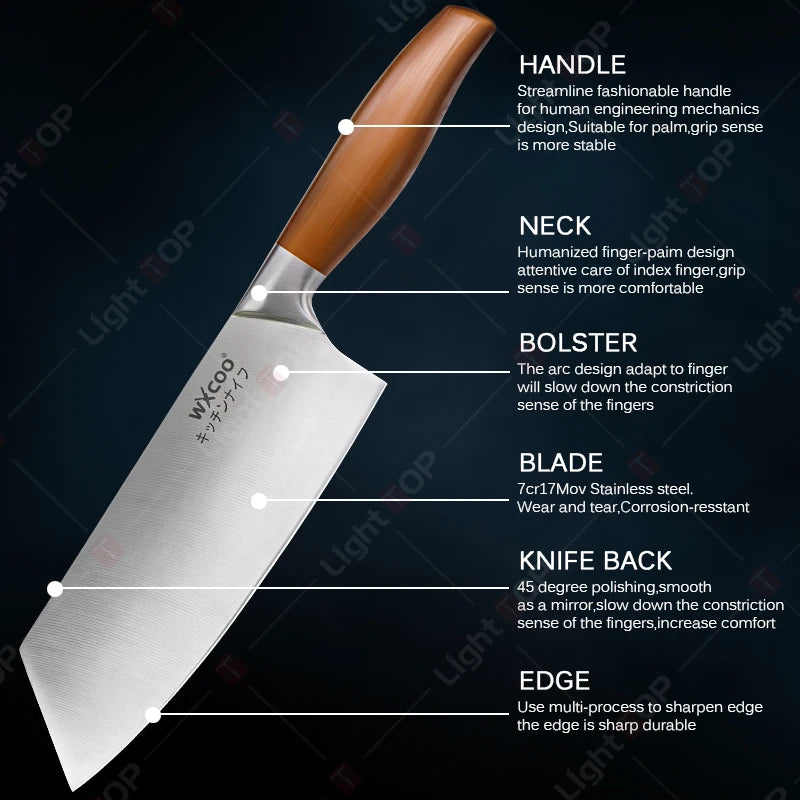 Japanese Kitchen Knives Stainless Steel Professional Chef Knife  Cleaver Santoku Knife Fruit Slicing Utility Knife Cooking Tools