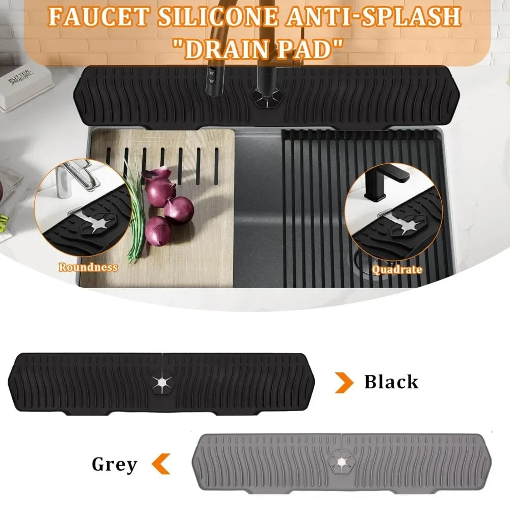 24/29.5inch Faucet Drain Pad Kitchen Household Anti-Splash Non-Slip Faucet Pad Dry Foldable Washing Countertop Soap Non-Slip Pad