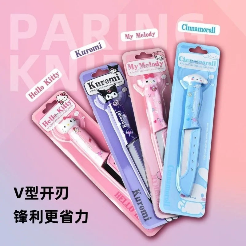Kawaii Sanrio cartoon Hello kittykuromiMy melody cute fruit knife paring knife set kitchen dormitory knife picnic portable gift