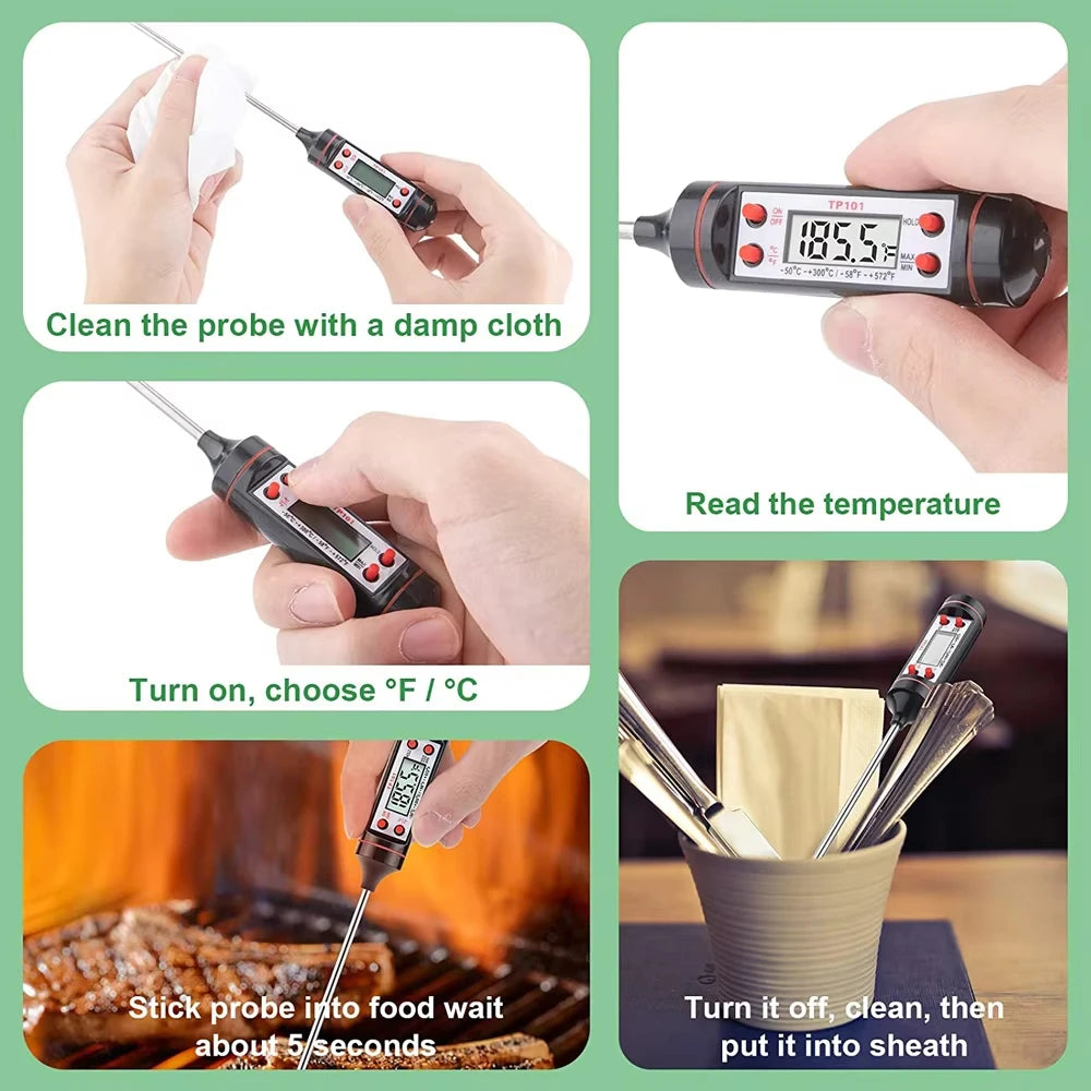 Food Baking Digital Kitchen Thermometer Electronic Probe Type Liquid Barbecue BBQ Temperature Measuring Pen