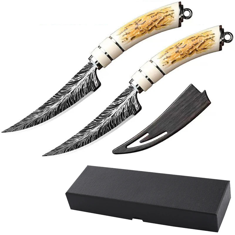2025 new model boning knife with knife cover kitchen accessories, high-hardness forged sharp Damascus texture knife, fruit knife