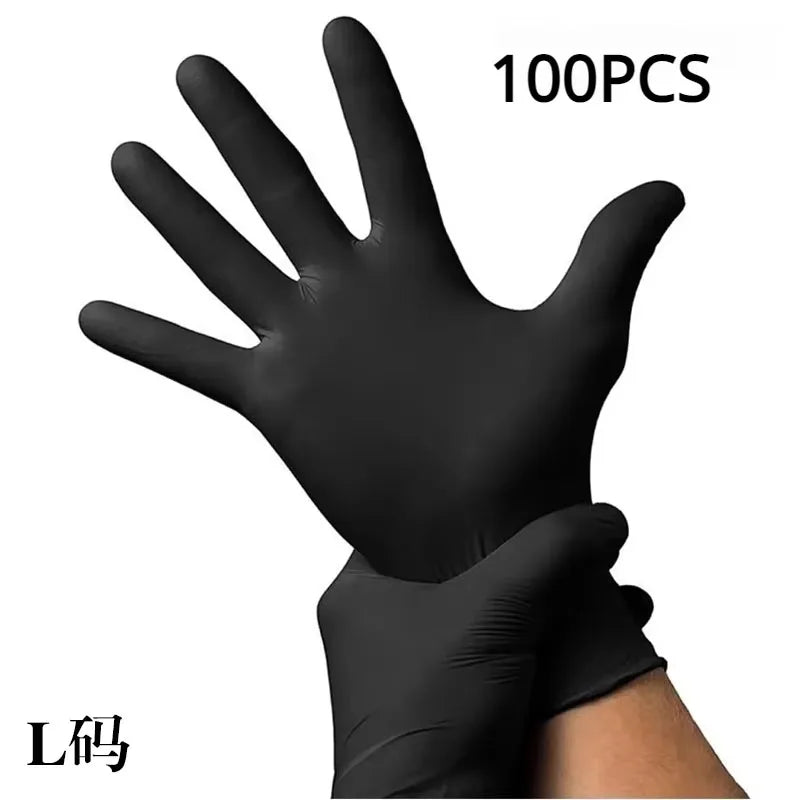 New 100PCS Black Nitrogen Glove Household Disposable Gloves Kitchen Cooking Food Cleaning Car Laundry Cleaning Waterproof Gloves
