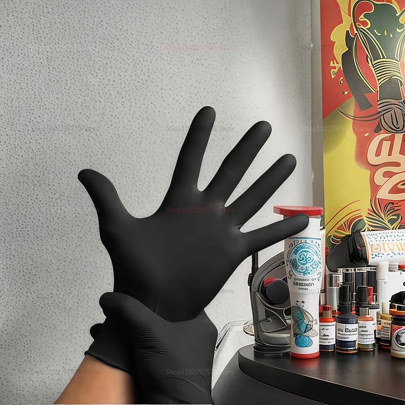 New 100PCS Black Nitrogen Glove Household Disposable Gloves Kitchen Cooking Food Cleaning Car Laundry Cleaning Waterproof Gloves
