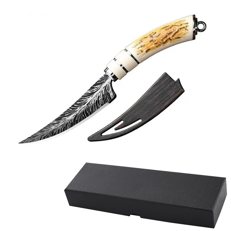 2025 new model boning knife with knife cover kitchen accessories, high-hardness forged sharp Damascus texture knife, fruit knife