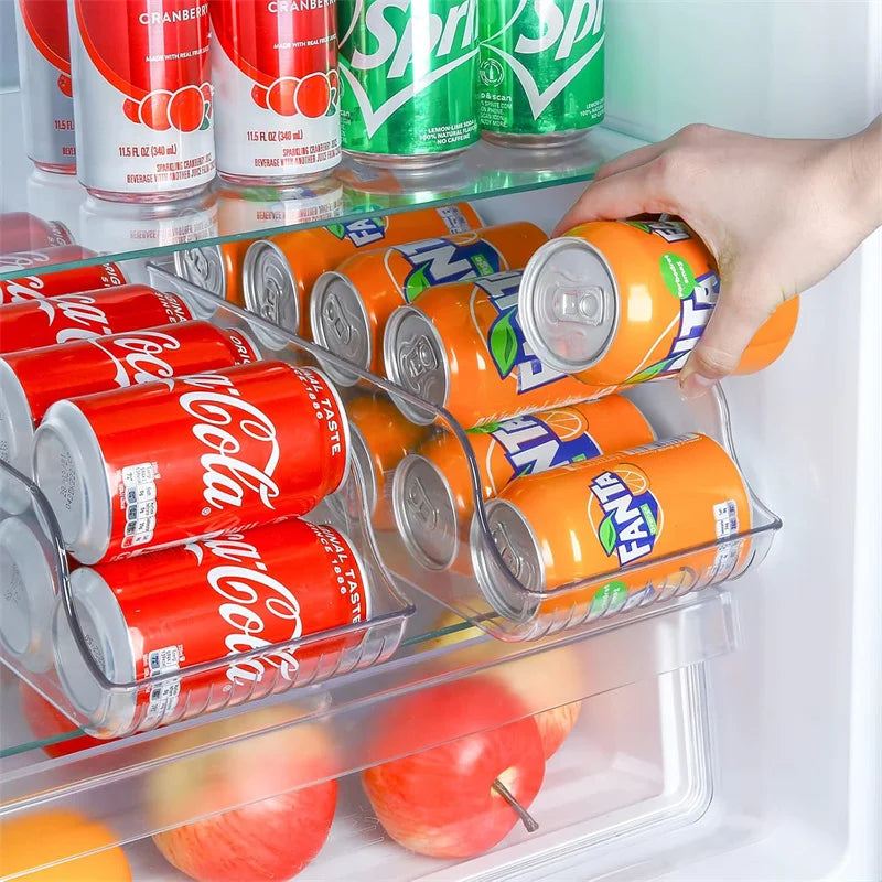 Kitchen Storage Cans Drink Dispenser Organizer Plastic Soda Pop Holder Container Storage Bin for Fridge Freezer Pantry Kitchen