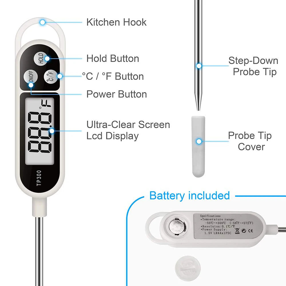 Food Baking Digital Kitchen Thermometer Electronic Probe Type Liquid Barbecue BBQ Temperature Measuring Pen