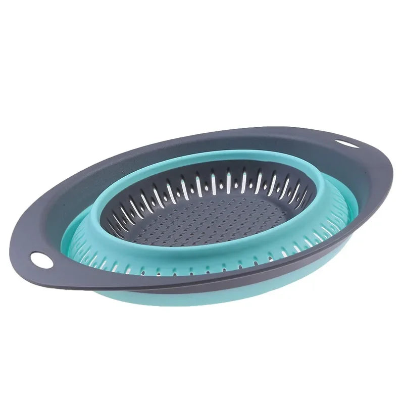 Folding Silicone Kitchen Storage Basket Multi-use Fruit Vegetable Drainer Foldable Kitchen Draining Organzier Kitchen Gadgets