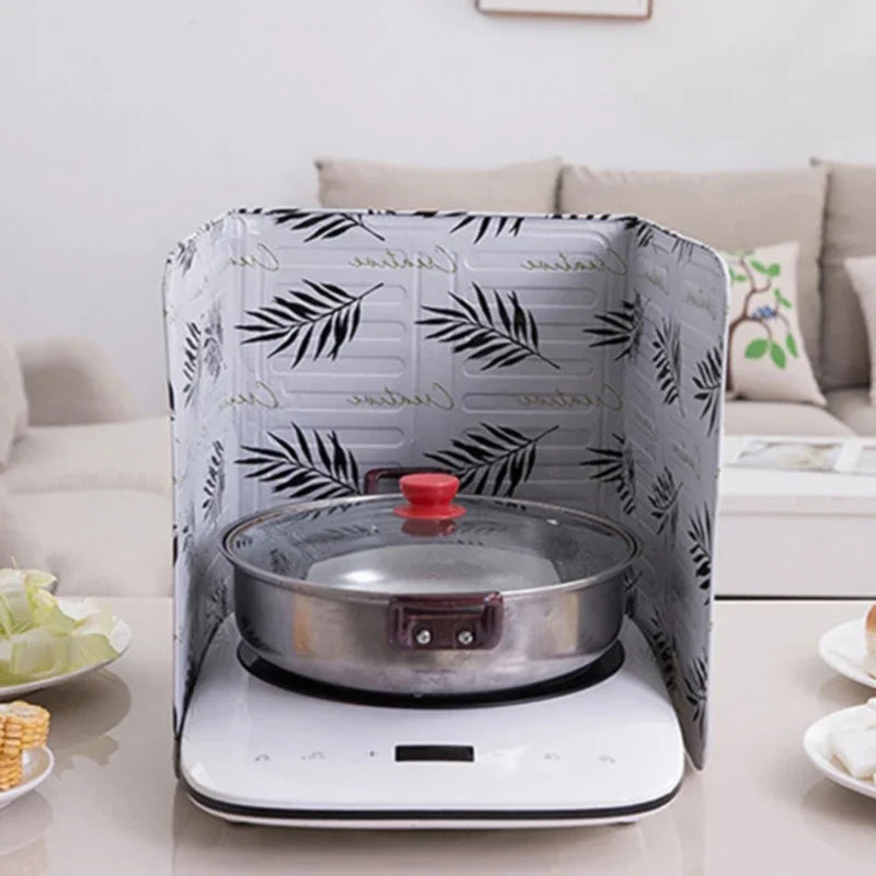 Aluminum Foil Foldable Kitchen Gas Stove Baffle Plate Portable Frying Pan Oil Splash Protection Screen Kichen Accessories Gadget