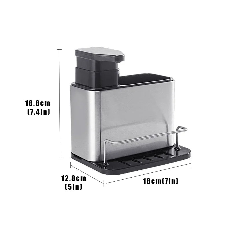 1pc Multi-Function Kitchen Sink Sponge Holder with Detergent Soap Dispenser Hand Soap Bottle with Storage Rack Storage Slot