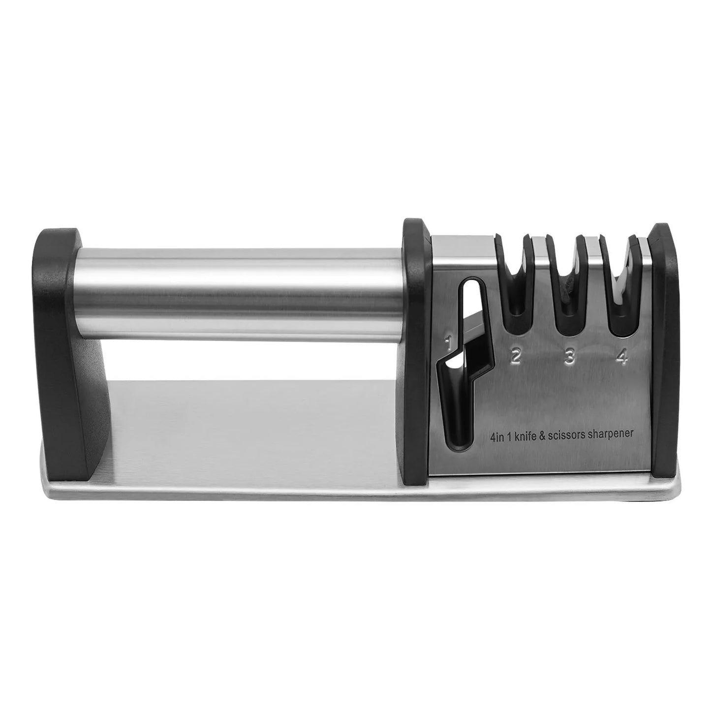4-in-1 Electric Knife Sharpener for Kitchen with Tungsten, Diamond, Ceramic, and Scissors Slots, Easy to Use