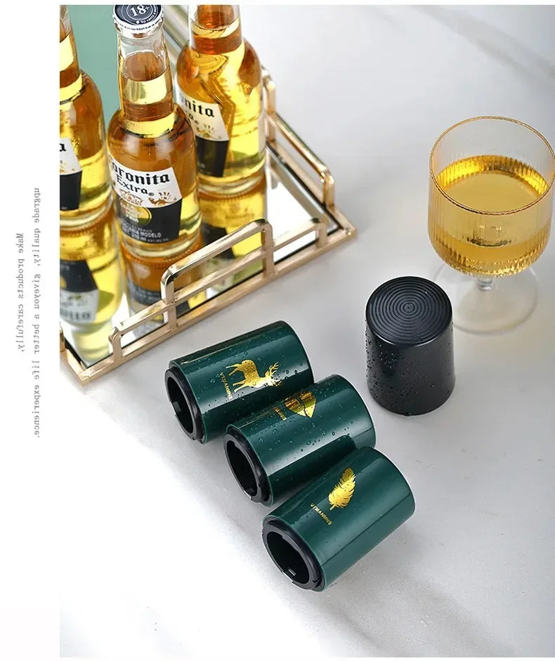 Creative Magnetic Automatic Beer Bottle Opener Kitchen Press Lid Stainless Steel Bottle Opener Tools Portable Bar Gadgets