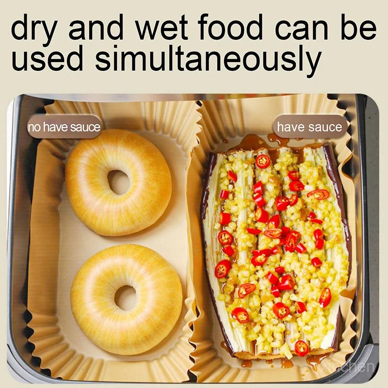 Rectangle Air Fryer Baking Paper Liners Non-stick Oven Airfryer Disposable Special Parchment Paper Plates Kitchen Cooking Tools