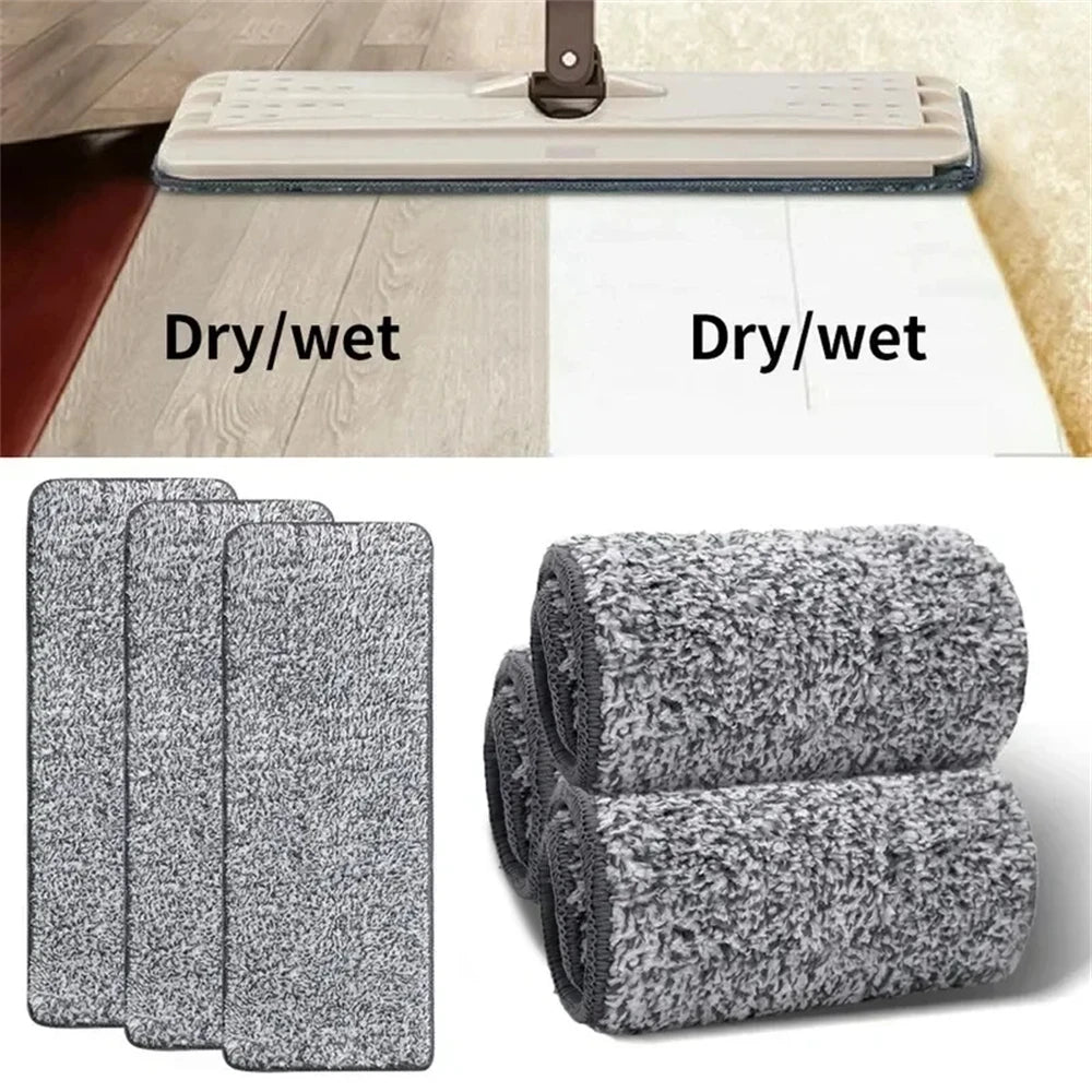 3-12pcs Microfiber Mop Pad Replacement Head Floor Cleaning Cloth Pads Flat Squeeze Hand Free Wringing Tools for Home, Kitchen
