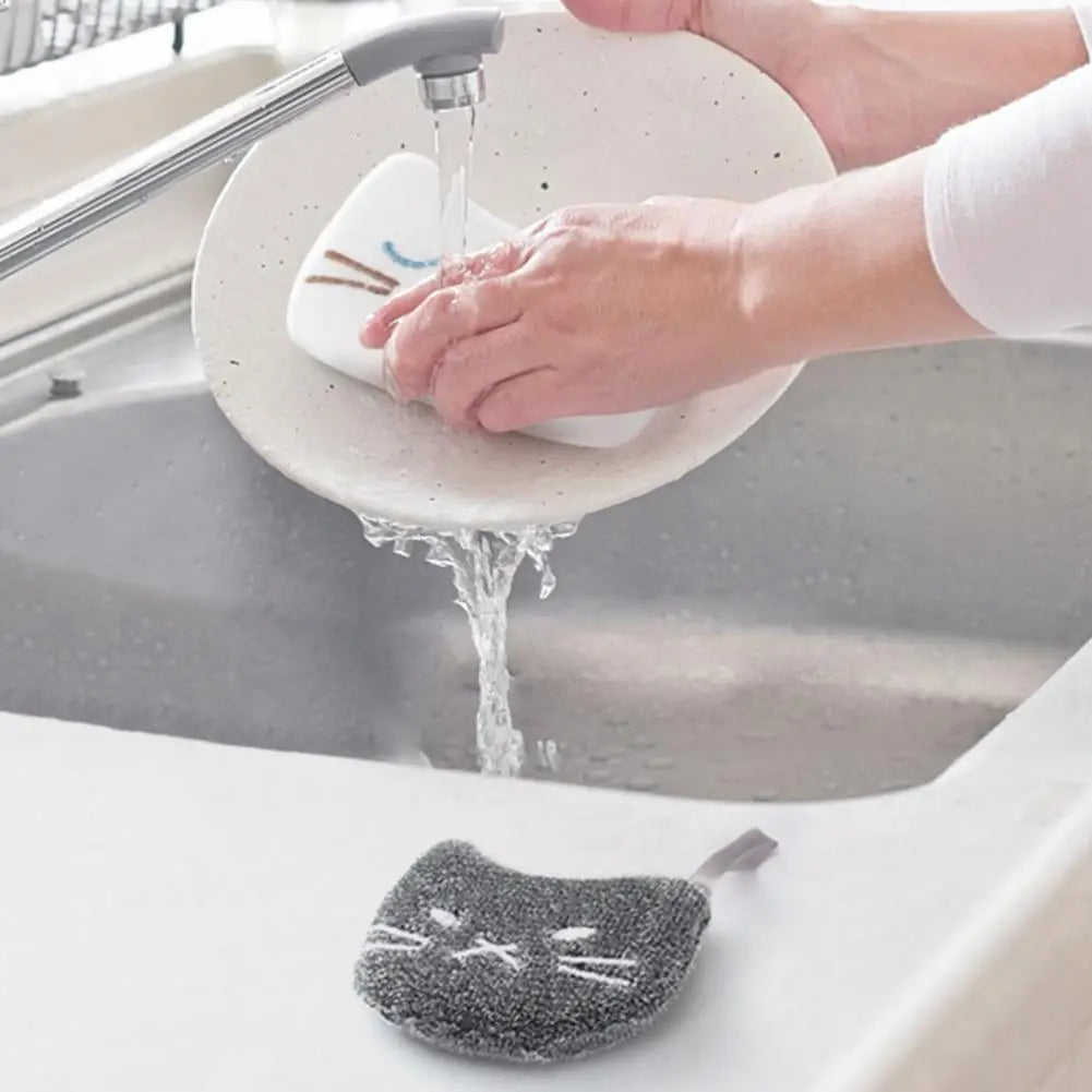 Cartoon Sponge Dish Cloths 4Pcs/Set Cleansing Sponge Kitchen Cleaning Tools Multifunctional Dishwashing Sponge Cute Pot Brush