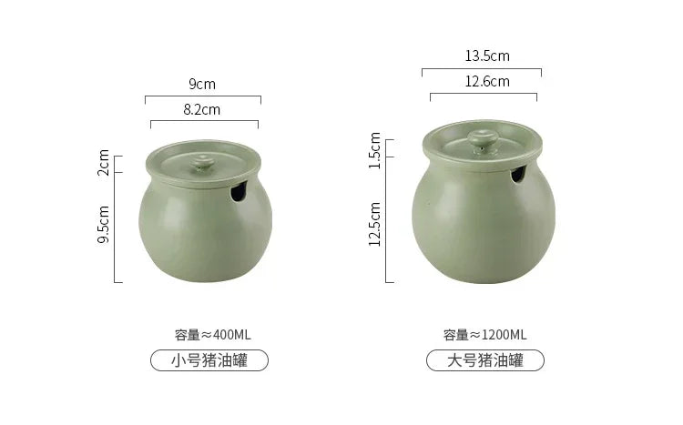 Ceramic Lard Jar High Temperature Resistant with Lid Chili Oil Can Ceramic Spice Jar Hot Pepper Jar Kitchen Salt Jar Bring Spoon
