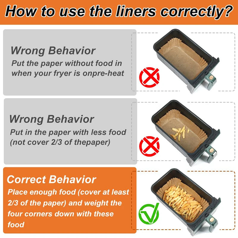 Rectangle Air Fryer Baking Paper Liners Non-stick Oven Airfryer Disposable Special Parchment Paper Plates Kitchen Cooking Tools