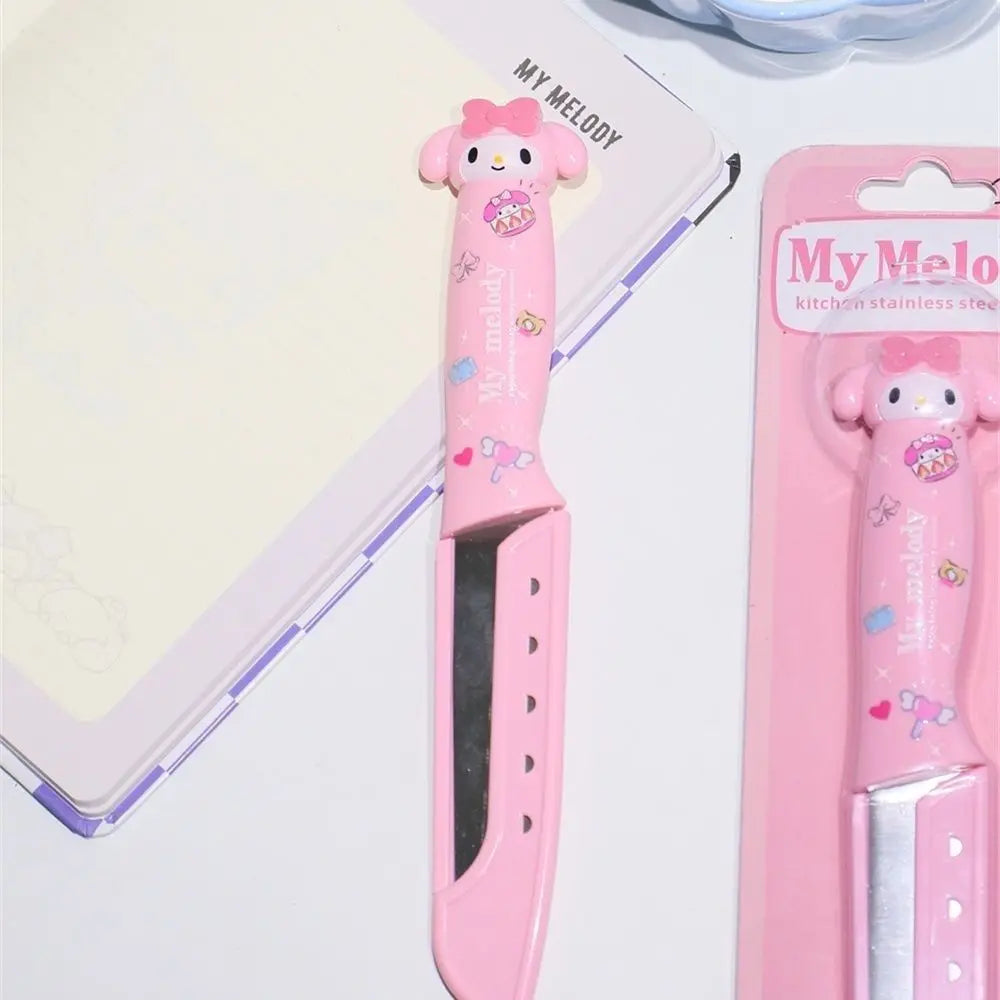 Kawaii Sanrio cartoon Hello kittykuromiMy melody cute fruit knife paring knife set kitchen dormitory knife picnic portable gift