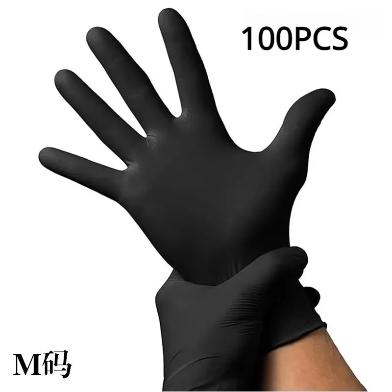 New 100PCS Black Nitrogen Glove Household Disposable Gloves Kitchen Cooking Food Cleaning Car Laundry Cleaning Waterproof Gloves
