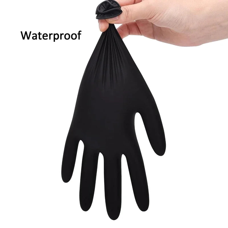 New 100PCS Black Nitrogen Glove Household Disposable Gloves Kitchen Cooking Food Cleaning Car Laundry Cleaning Waterproof Gloves