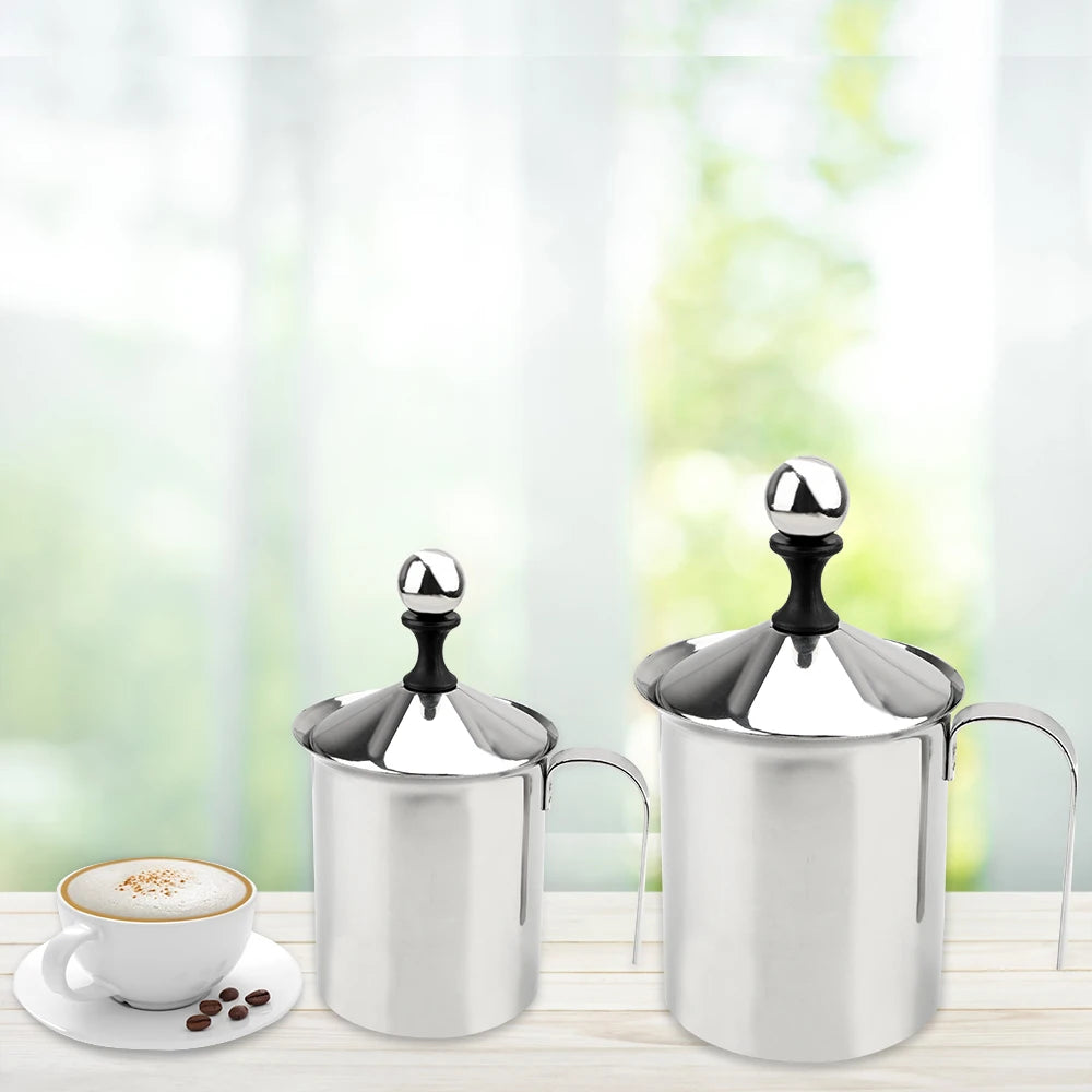 400/800ML Stainless Steel Coffee Foamer Double Mesh Milk Creamer Manual Milk Frother Coffee Mixer milk pitcher Kitchen Tools