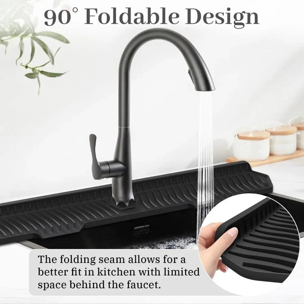 24/29.5inch Faucet Drain Pad Kitchen Household Anti-Splash Non-Slip Faucet Pad Dry Foldable Washing Countertop Soap Non-Slip Pad