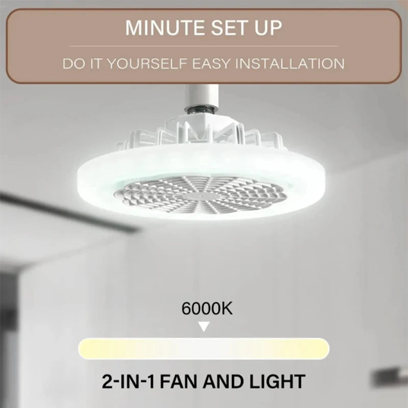 Smart remote control 3-in-1 ceiling fan light  E27 LED light 23cm universal bedroom and kitchen lamp ceiling fan