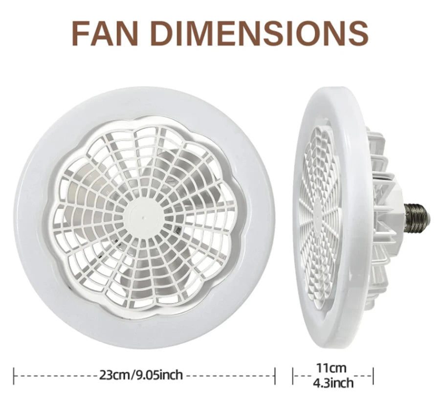 Smart remote control 3-in-1 ceiling fan light  E27 LED light 23cm universal bedroom and kitchen lamp ceiling fan