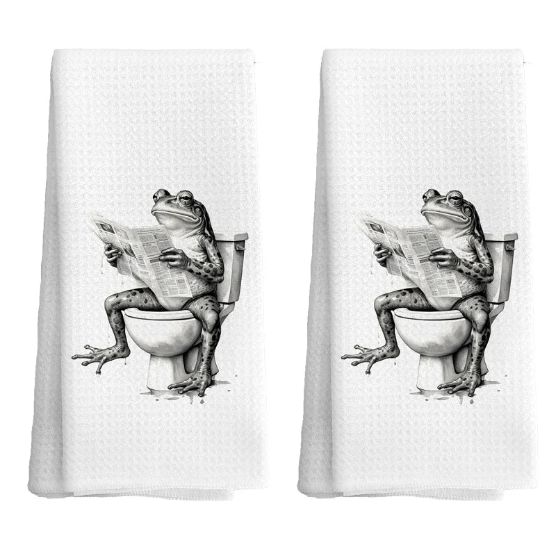 1/2/4/6 Frog Kitchen Towels for Toilet Use, Fun Seasonal Kitchen Decoration, Kitchen Hanging Towels, 15.7x23.6 inches