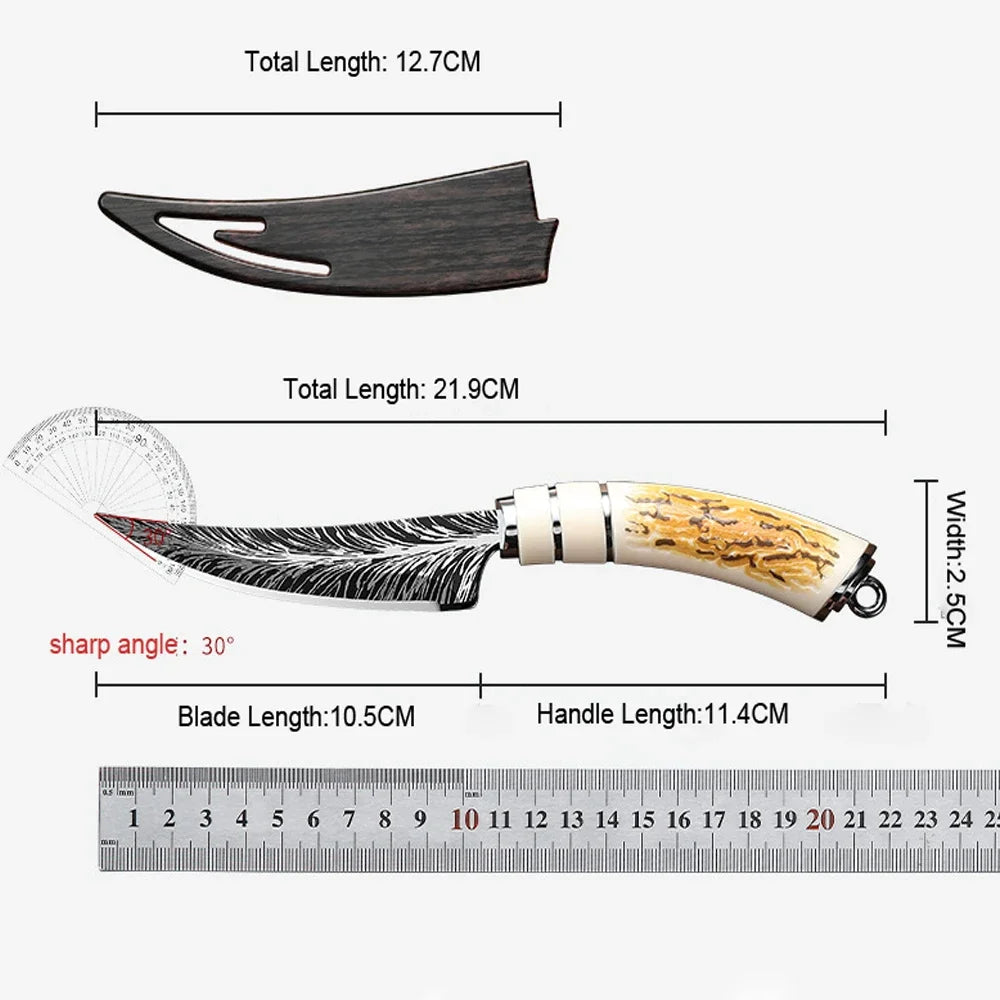 2025 new model boning knife with knife cover kitchen accessories, high-hardness forged sharp Damascus texture knife, fruit knife