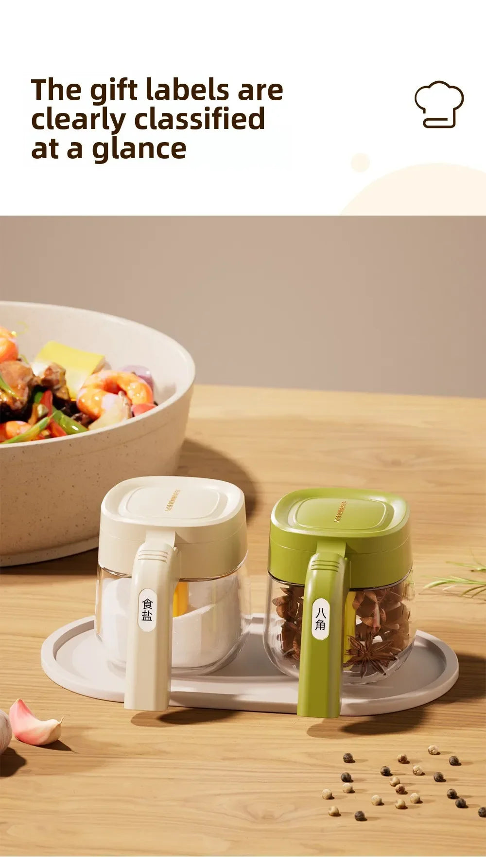 Transparent Glass Seasoning Jar Household Flip Cover with Spoon Chicken Essence Salt, Kitchen Monosodium Glutamate Seasoning Box