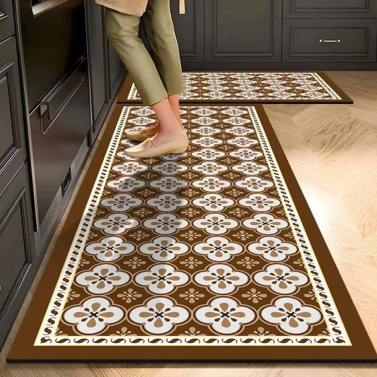 VIKAMA Kitchen Crystal Velvet Floor Mats, Water-Absorbing, Anti-Slip, Oil-Proof Carpets, Washable And No-Wash Home Decorations